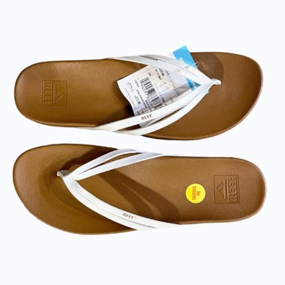 Reef Spring Joy Womens Flip Flops Size 11 White Tan Sandals - Picture 3 of 9